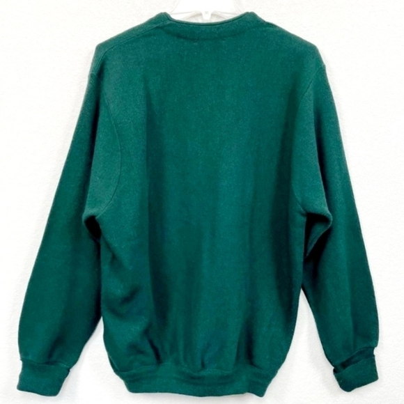 Vintage Izod Green Acrylic USA Made Academia Preppy Knit Cardigan Men's Large - Picture 2 of 8
